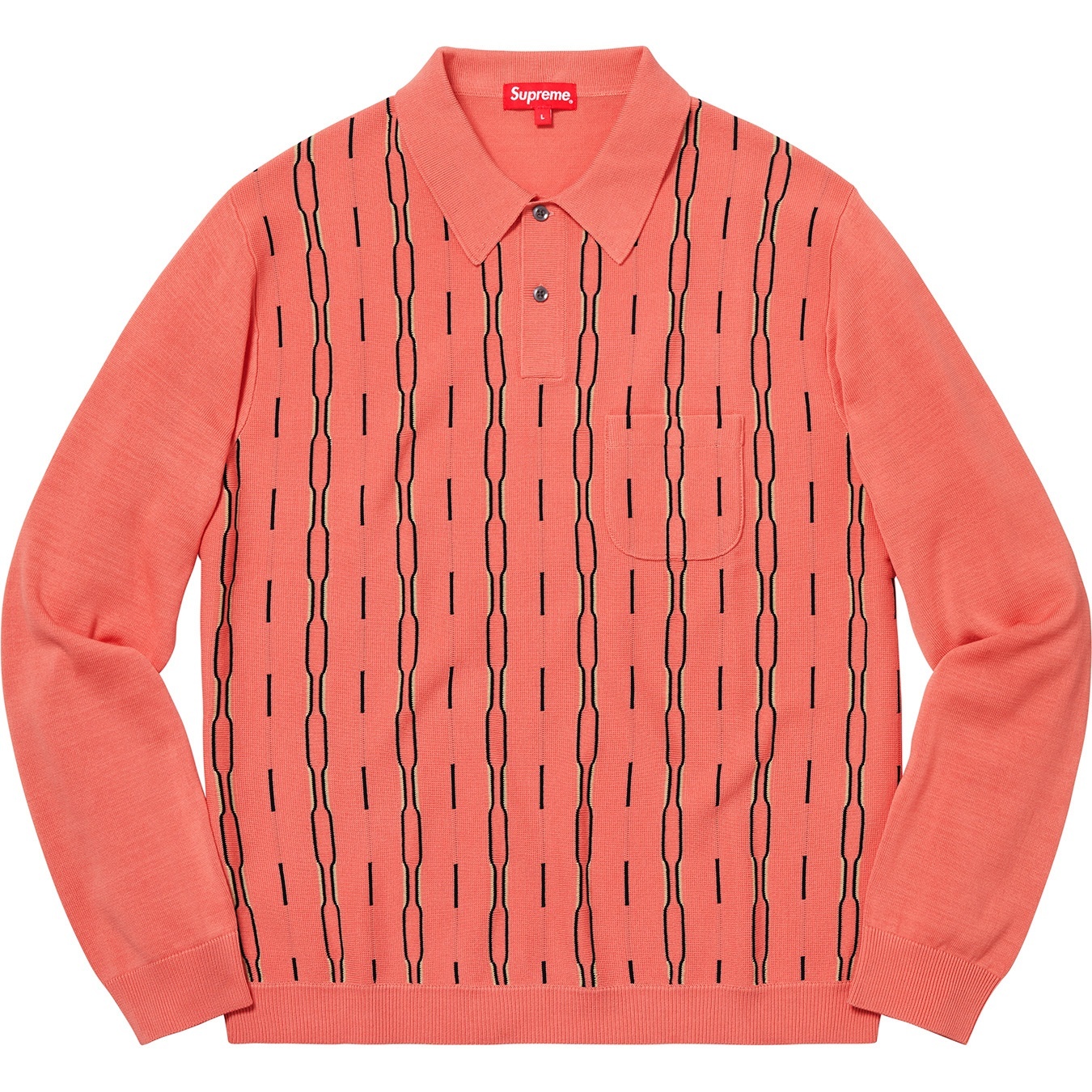 Vertical Stripe Knit L/S Polo view 3